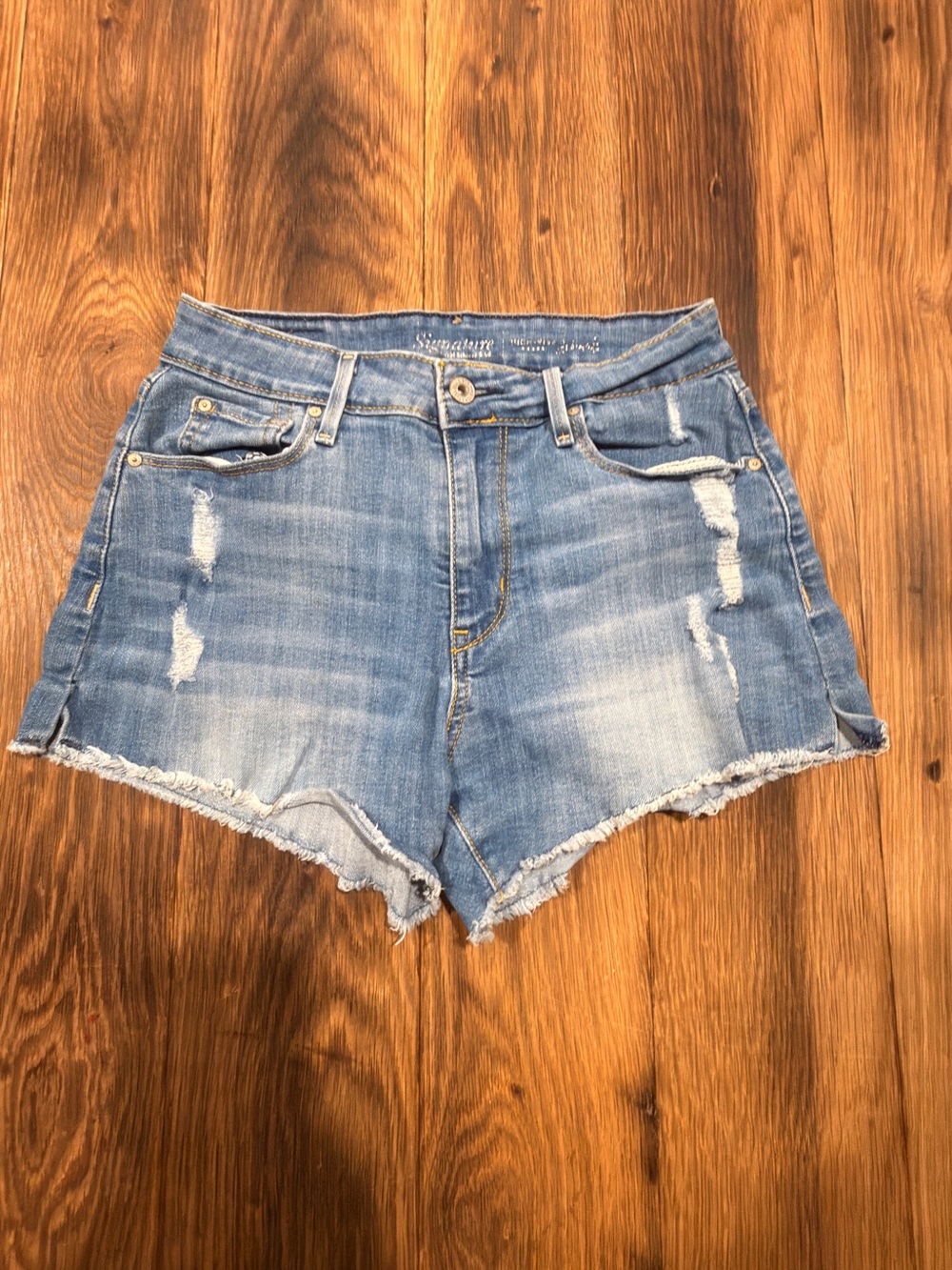 Levi's Light Blue Distressed Frayed Hem Denim Shorts